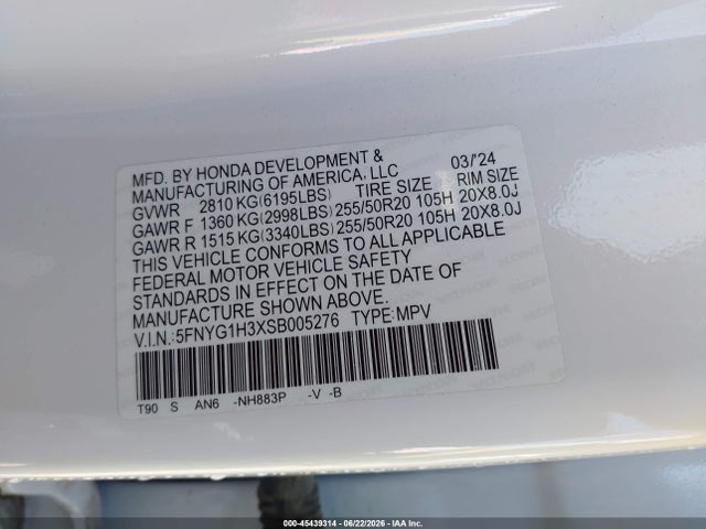 Продажа на аукционе авто 2025 Honda Pilot Sport, vin: 5FNYG1H3XSB005276, номер лота: 45439314