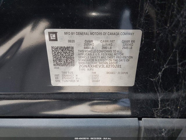 2GNAXHEV3L6270281 Chevrolet Equinox Fwd Ls