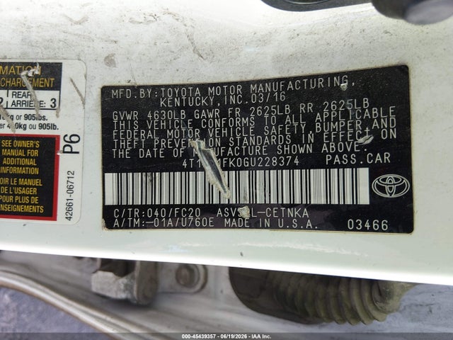 Toyota CAMRY LE 2016 4T1BF1FK0GU228374 Image 9