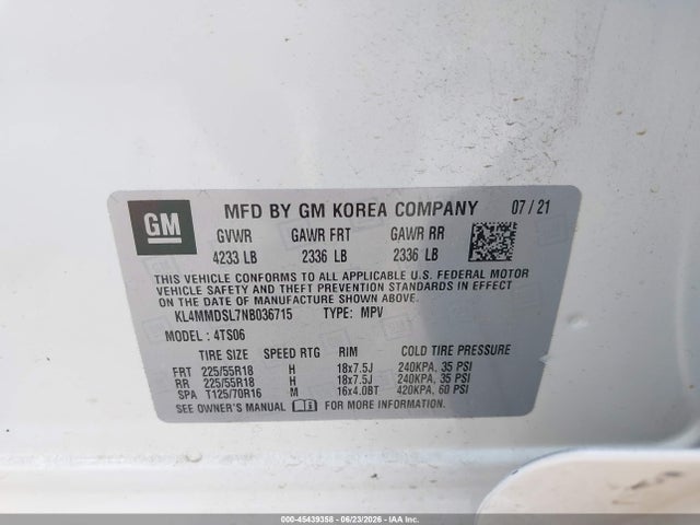 Продаж на аукціоні авто 2022 Buick Encore Gx Fwd Select, vin: KL4MMDSL7NB036715, номер лоту: 45439358