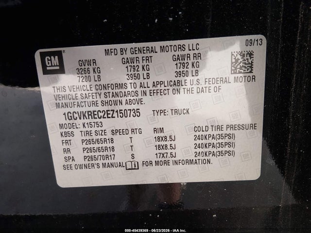 1GCVKREC2EZ150735 Chevrolet Silverado 1500 Lt