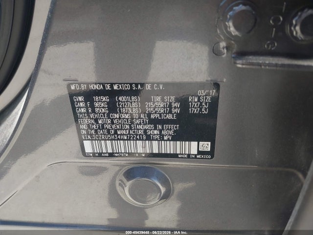 Honda HR-V LX 2017 3CZRU5H34HM722419 Image 9