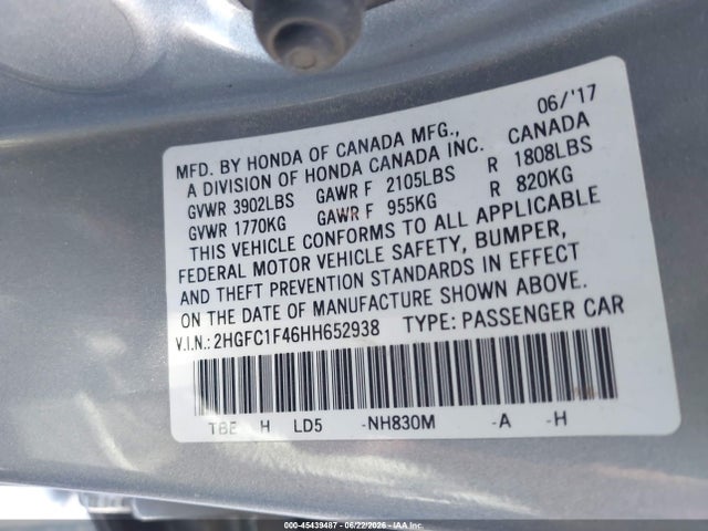 Honda Civic Ex-t 2017 2HGFC1F46HH652938 Image 9
