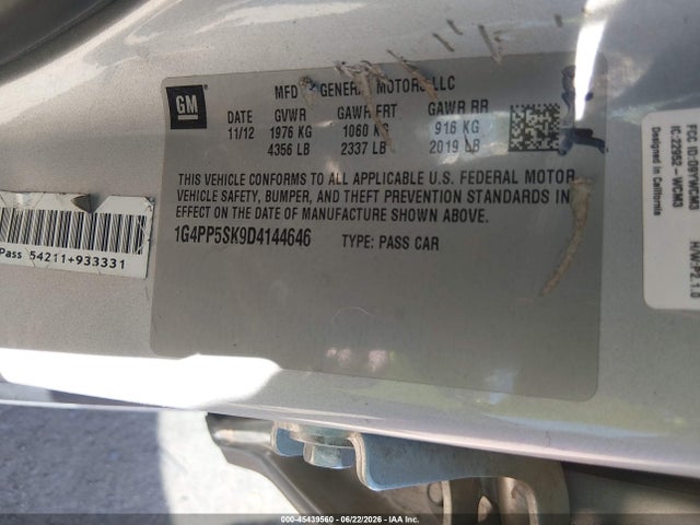 Продаж на аукціоні авто 2013 Buick Verano, vin: 1G4PP5SK9D4144646, номер лоту: 45439560