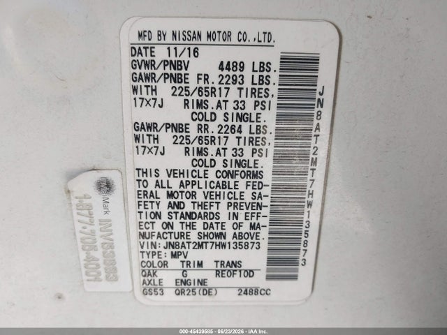 Nissan ROGUE S 2017 JN8AT2MT7HW135873 Image 9