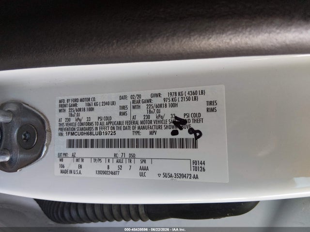 Ford ESCAPE SEL 2020 1FMCU0H68LUB19725 Image 9