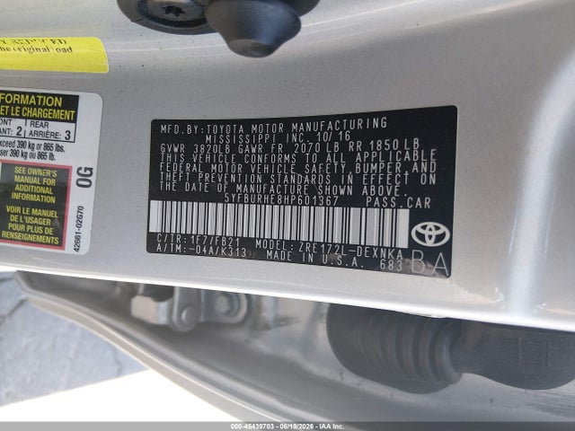 Toyota COROLLA LE 2017 5YFBURHE8HP601367 Image 9