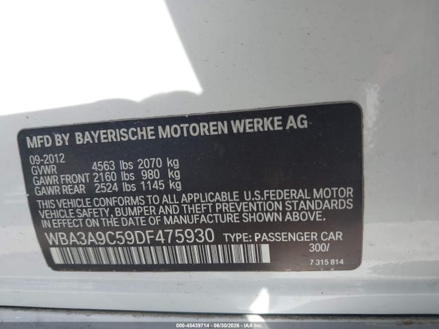Продажа на аукционе авто 2013 Bmw 335i, vin: WBA3A9C59DF475930, номер лота: 45439714