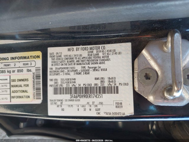 Ford FUSION SE 2014 3FA6P0H90ER174351 Image 9