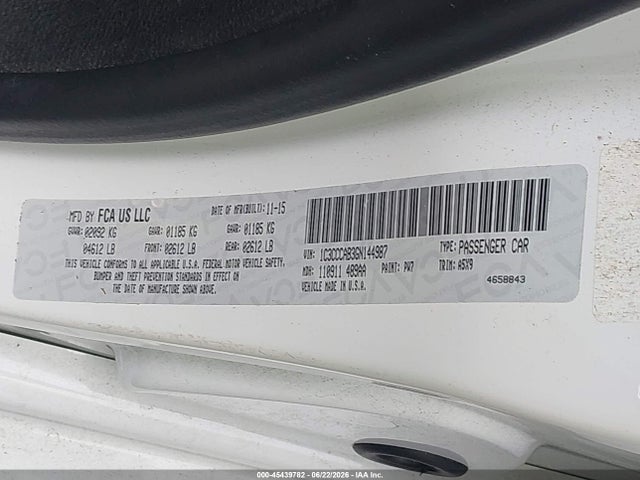 Продажа на аукционе авто 2016 Chrysler 200 Limited, vin: 1C3CCCAB3GN144987, номер лота: 45439782