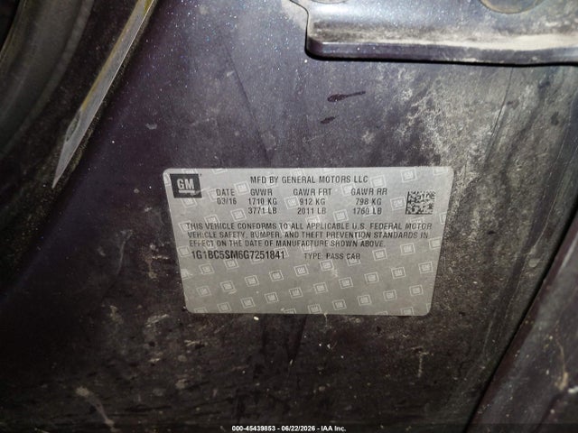 Auction sale of the 2016 Chevrolet Cruze Ls Auto, vin: 1G1BC5SM6G7251841, lot number: 45439853