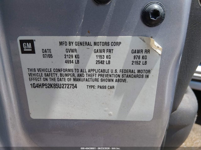 Продаж на аукціоні авто 2005 Buick Lesabre Custom, vin: 1G4HP52K85U272754, номер лоту: 45439881