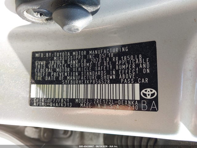 Toyota COROLLA LE 2019 5YFBURHEXKP856528 Image 9