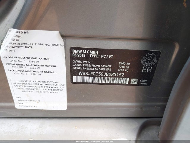 Продаж на аукціоні авто 2018 Bmw M5, vin: WBSJF0C59JB283152, номер лоту: 45440113