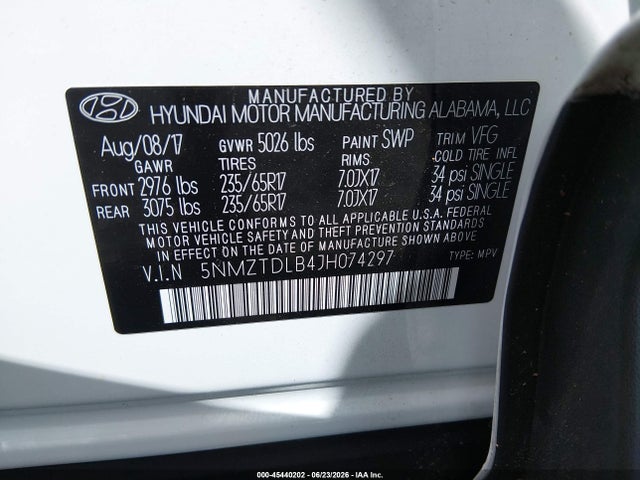 Aukcja sprzedaży 2018 Hyundai Santa Fe Sport 2.4l, vin: 5NMZTDLB4JH074297, numer aukcji: 45440202