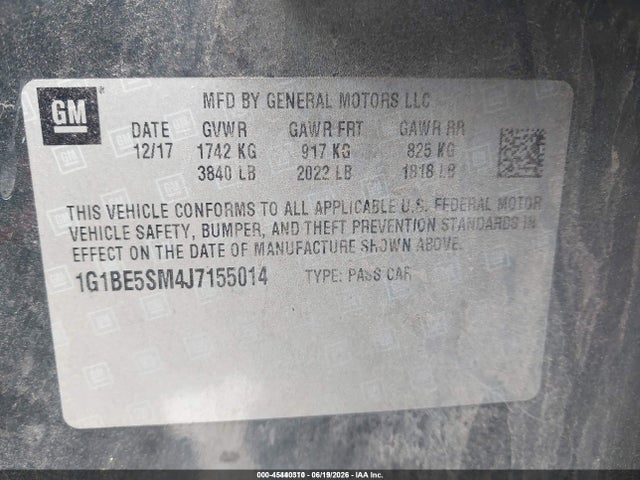 Chevrolet Cruze Lt Auto 2018 1G1BE5SM4J7155014 Image 9