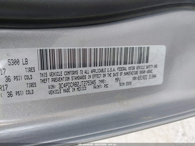 Продажа на аукционе авто 2018 Dodge Journey Se, vin: 3C4PDCAB2JT275345, номер лота: 45440385
