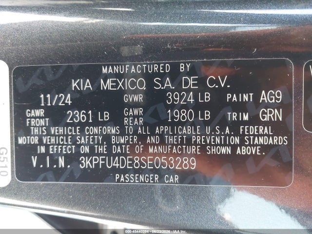 Продаж на аукціоні авто 2025 Kia K4 Ex, vin: 3KPFU4DE8SE053289, номер лоту: 45440394