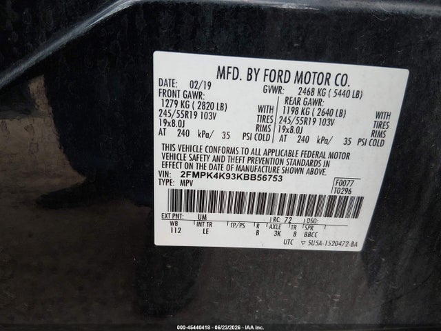 Ford Edge Titanium 2019 2FMPK4K93KBB56753 Image 9