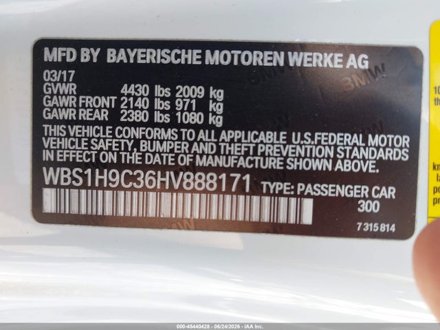 Aukcja sprzedaży 2017 Bmw M2, vin: WBS1H9C36HV888171, numer aukcji: 45440428