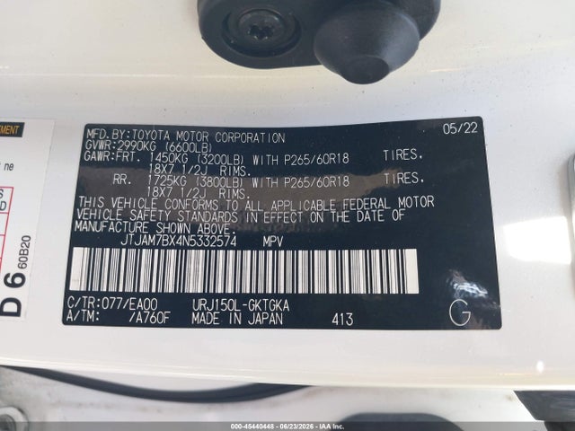 Продаж на аукціоні авто 2022 Lexus Gx 460 Premium, vin: JTJAM7BX4N5332574, номер лоту: 45440448