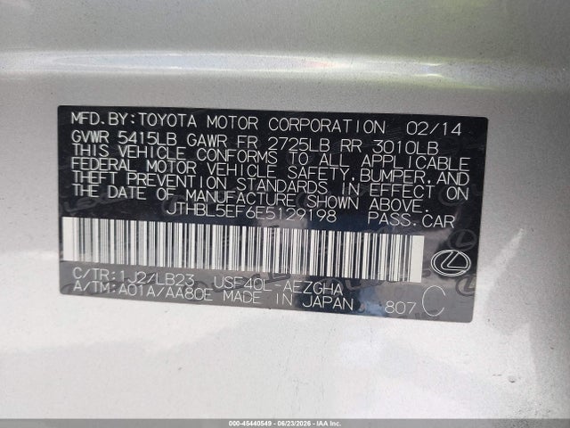 Продаж на аукціоні авто 2014 Lexus Ls 460, vin: JTHBL5EF6E5129198, номер лоту: 45440549