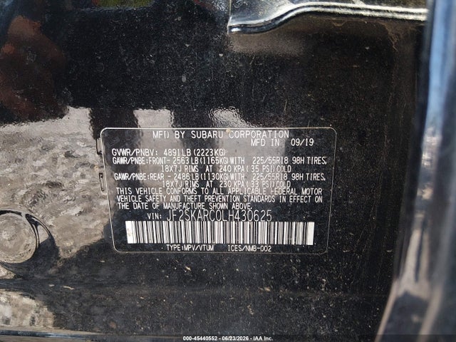 Aukcja sprzedaży 2020 Subaru Forester Sport, vin: JF2SKARC0LH430625, numer aukcji: 45440552