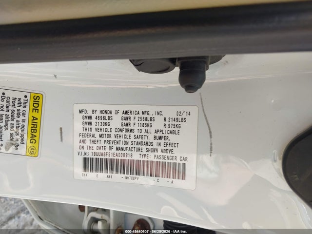 45440607 :رقم المزاد ، 19UUA8F51EA008918 vin ، 2014 Acura Tl 3.5 مزاد بيع