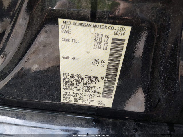 Nissan Altima 2.5 S 2015 1N4AL3AP1FC116264 Image 9