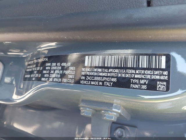 45440635 :رقم المزاد ، ZACCJBBB3JPH37466 vin ، 2018 Jeep Renegade Altitude 4x4 مزاد بيع