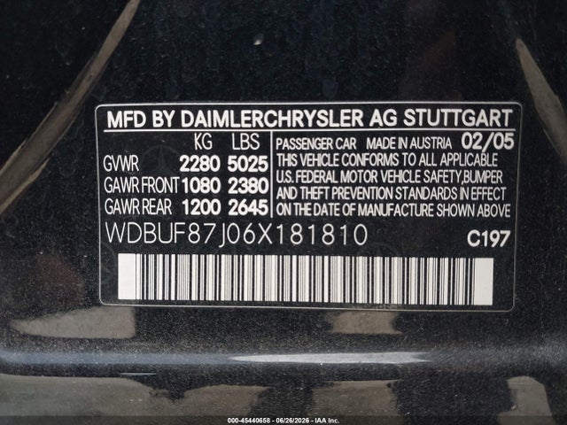 Aukcja sprzedaży 2006 Mercedes-benz E 350 4matic, vin: WDBUF87J06X181810, numer aukcji: 45440658