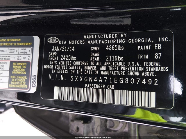 KIA OPTIMA EX 2014 5XXGN4A71EG307492 Image 9