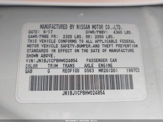 Продаж на аукціоні авто 2017 Nissan Rogue Sport Sv, vin: JN1BJ1CP8HW024854, номер лоту: 45440674