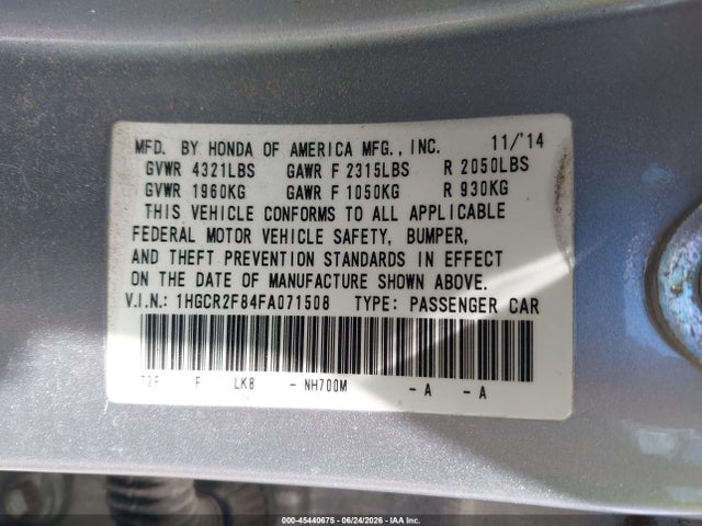 Honda Accord Ex-l 2015 1HGCR2F84FA071508 Image 9