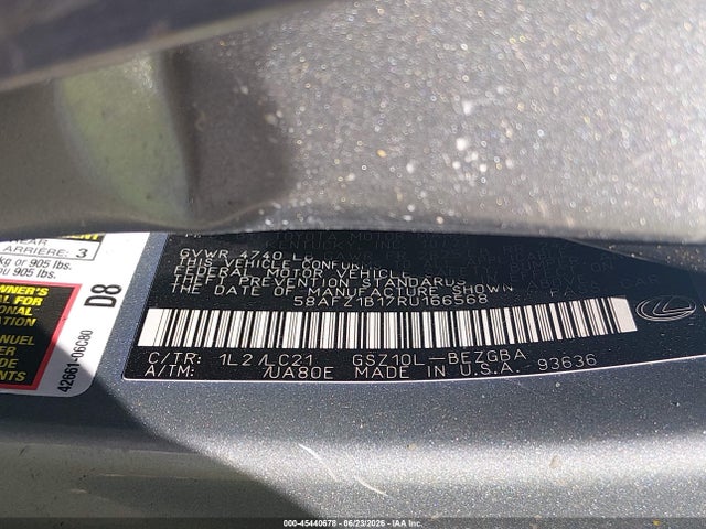 2024 Lexus Es 350 Ultra Luxury მანქანა იყიდება აუქციონზე, vin: 58AFZ1B17RU166568, აუქციონის ნომერი: 45440678