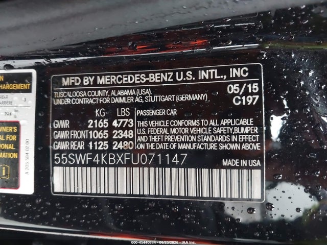Продаж на аукціоні авто 2015 Mercedes-benz C 300 4matic, vin: 55SWF4KBXFU071147, номер лоту: 45440684