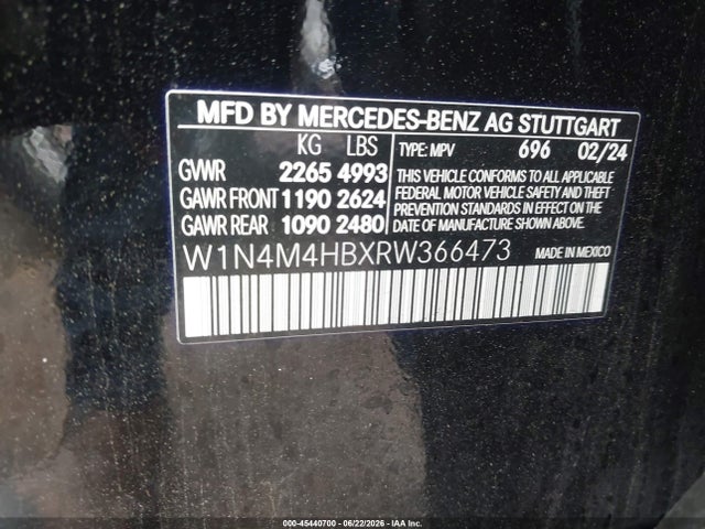 Продаж на аукціоні авто 2024 Mercedes-benz Glb 250 4matic, vin: W1N4M4HBXRW366473, номер лоту: 45440700