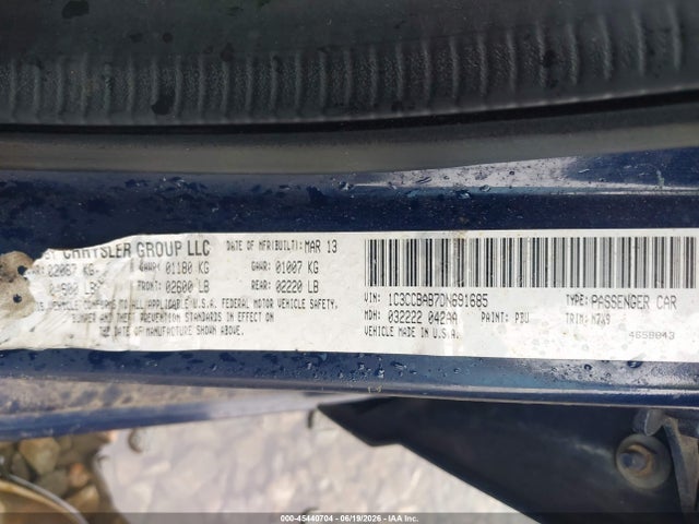 2013 Chrysler 200 Lx მანქანა იყიდება აუქციონზე, vin: 1C3CCBAB7DN691685, აუქციონის ნომერი: 45440704