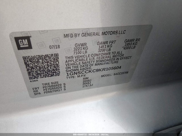 Chevrolet Tahoe Premier 2019 1GNSCCKC9KR105604 Image 9