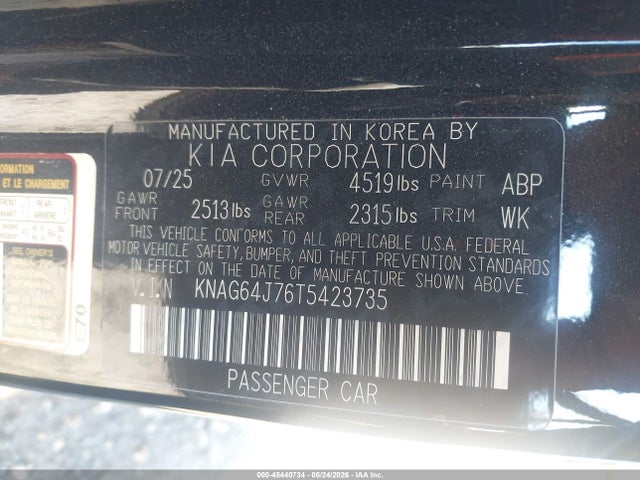 45440734 :رقم المزاد ، KNAG64J76T5423735 vin ، 2026 Kia K5 Gt-line Awd مزاد بيع