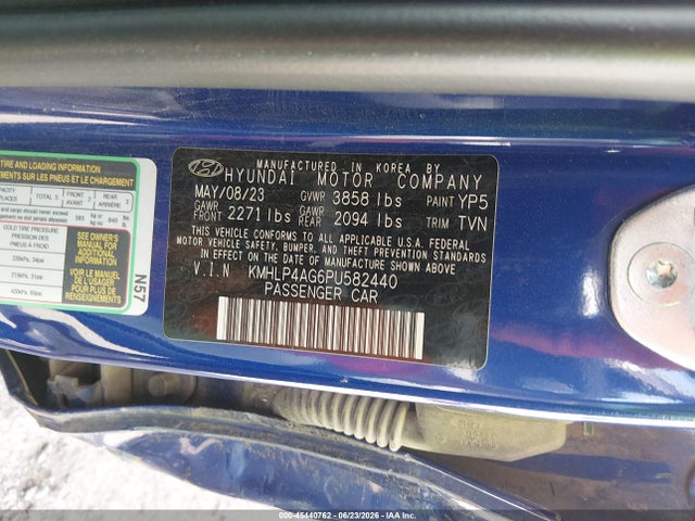 2023 Hyundai Elantra Limited მანქანა იყიდება აუქციონზე, vin: KMHLP4AG6PU582440, აუქციონის ნომერი: 45440762