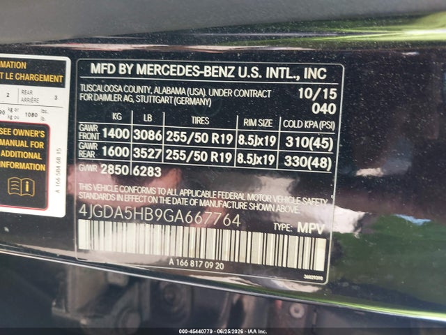 Aukcja sprzedaży 2016 Mercedes-benz Gle 350 4matic, vin: 4JGDA5HB9GA667764, numer aukcji: 45440779