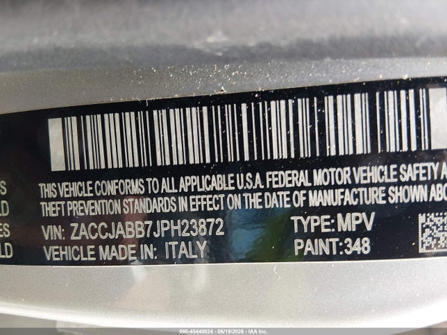 Auction sale of the 2018 Jeep Renegade Latitude Fwd, vin: ZACCJABB7JPH23872, lot number: 45440824