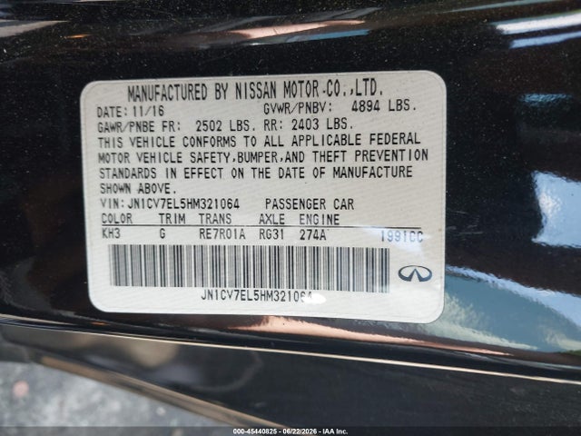 Продаж на аукціоні авто 2017 Infiniti Q60 2.0t Premium, vin: JN1CV7EL5HM321064, номер лоту: 45440825