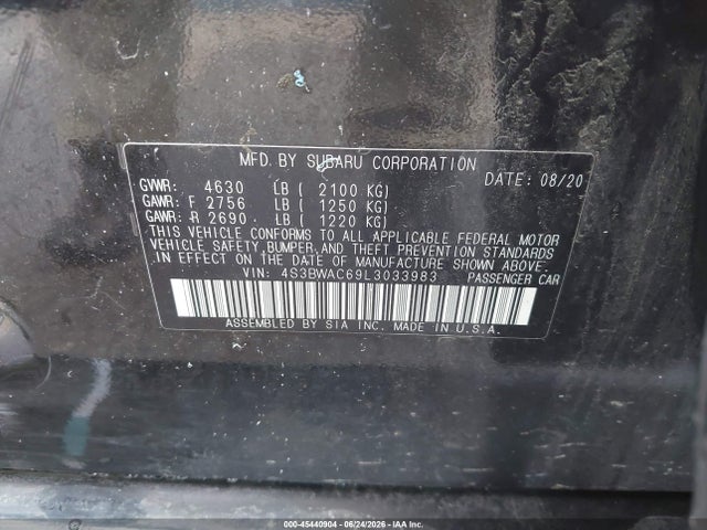 Subaru Legacy Premium 2020 4S3BWAC69L3033983 Image 9