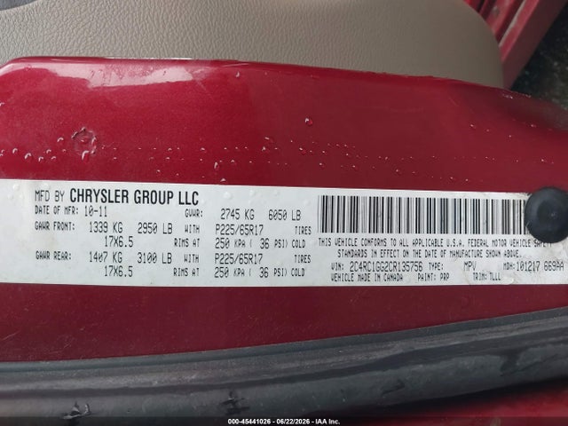 45441026 :رقم المزاد ، 2C4RC1GG2CR135756 vin ، 2012 Chrysler Town & Country Limited مزاد بيع