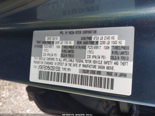 Aukcja sprzedaży 2019 Mazda Cx-5 Touring, vin: JM3KFBCM5K0681638, numer aukcji: 45441179