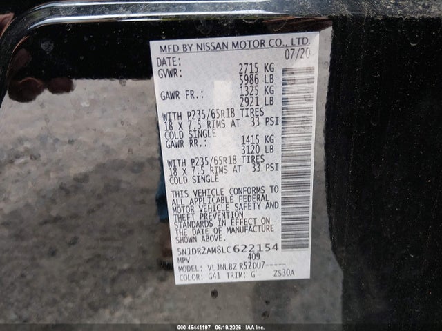 Nissan Pathfinder S 4wd 2020 5N1DR2AM8LC622154 Image 9