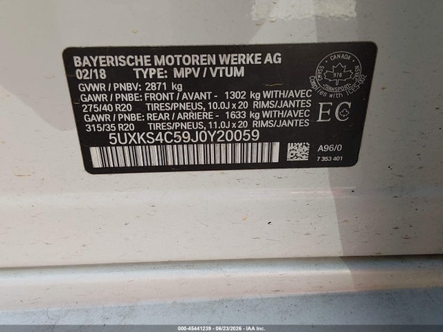 Продажа на аукционе авто 2018 Bmw X5 Xdrive35d, vin: 5UXKS4C59J0Y20059, номер лота: 45441239