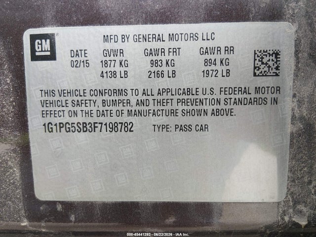 1G1PG5SB3F7198782 Chevrolet CRUZE LTZ